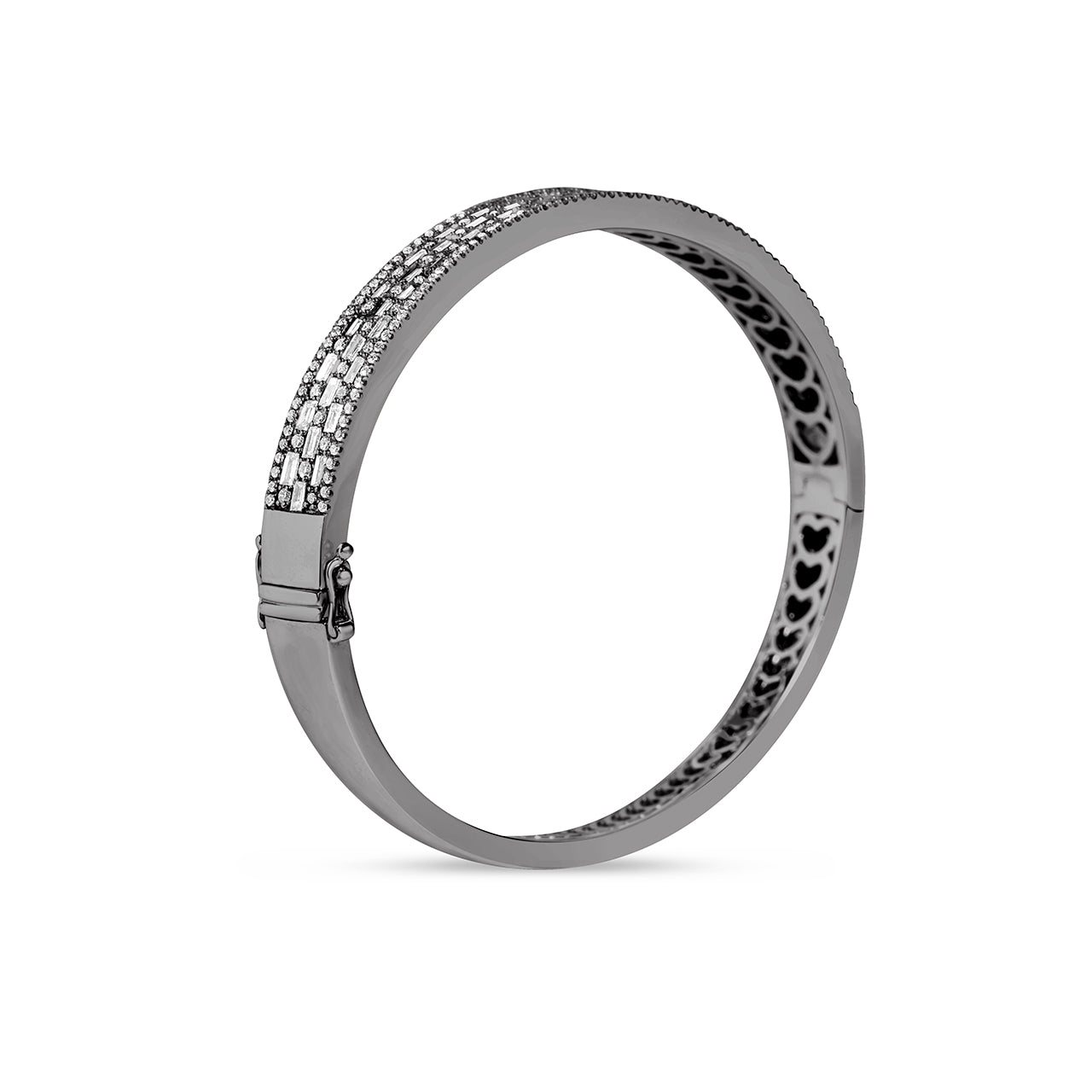 Diamond Alternating Baguette & Diamond 6.5mm Bangle