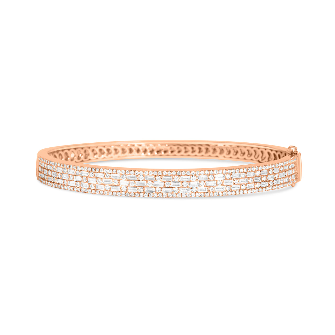 Diamond Alternating Baguette & Diamond 6.5mm Bangle