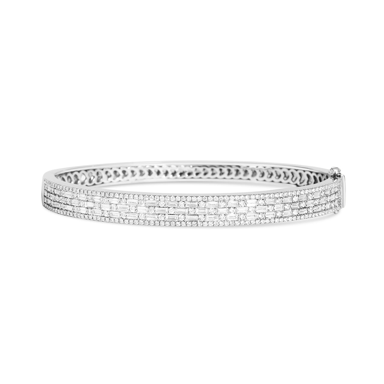Diamond Alternating Baguette & Diamond 6.5mm Bangle