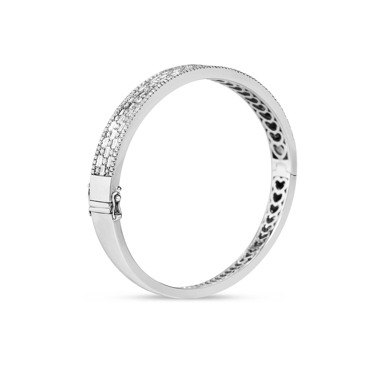 Diamond Alternating Baguette & Diamond 6.5mm Bangle