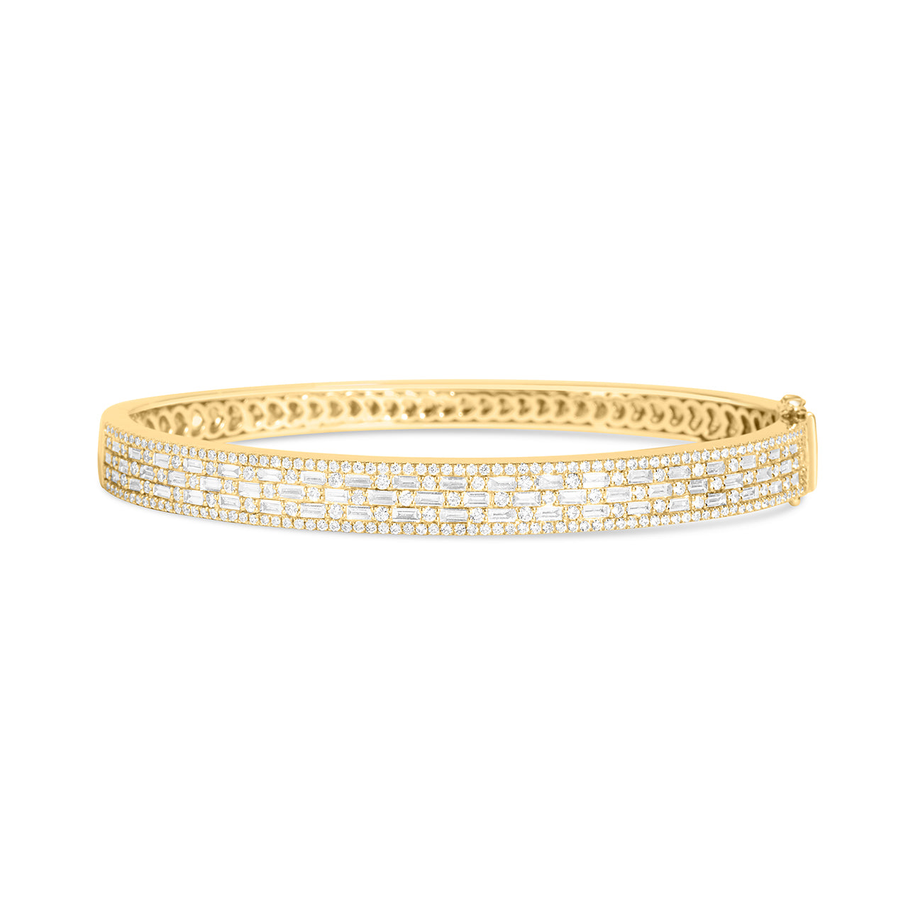 Diamond Alternating Baguette & Diamond 6.5mm Bangle