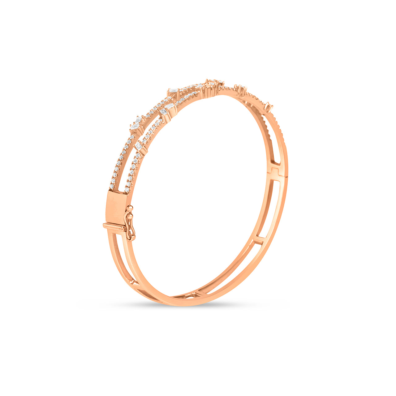 Diamond 2 Row Baguette Cluster Bangle