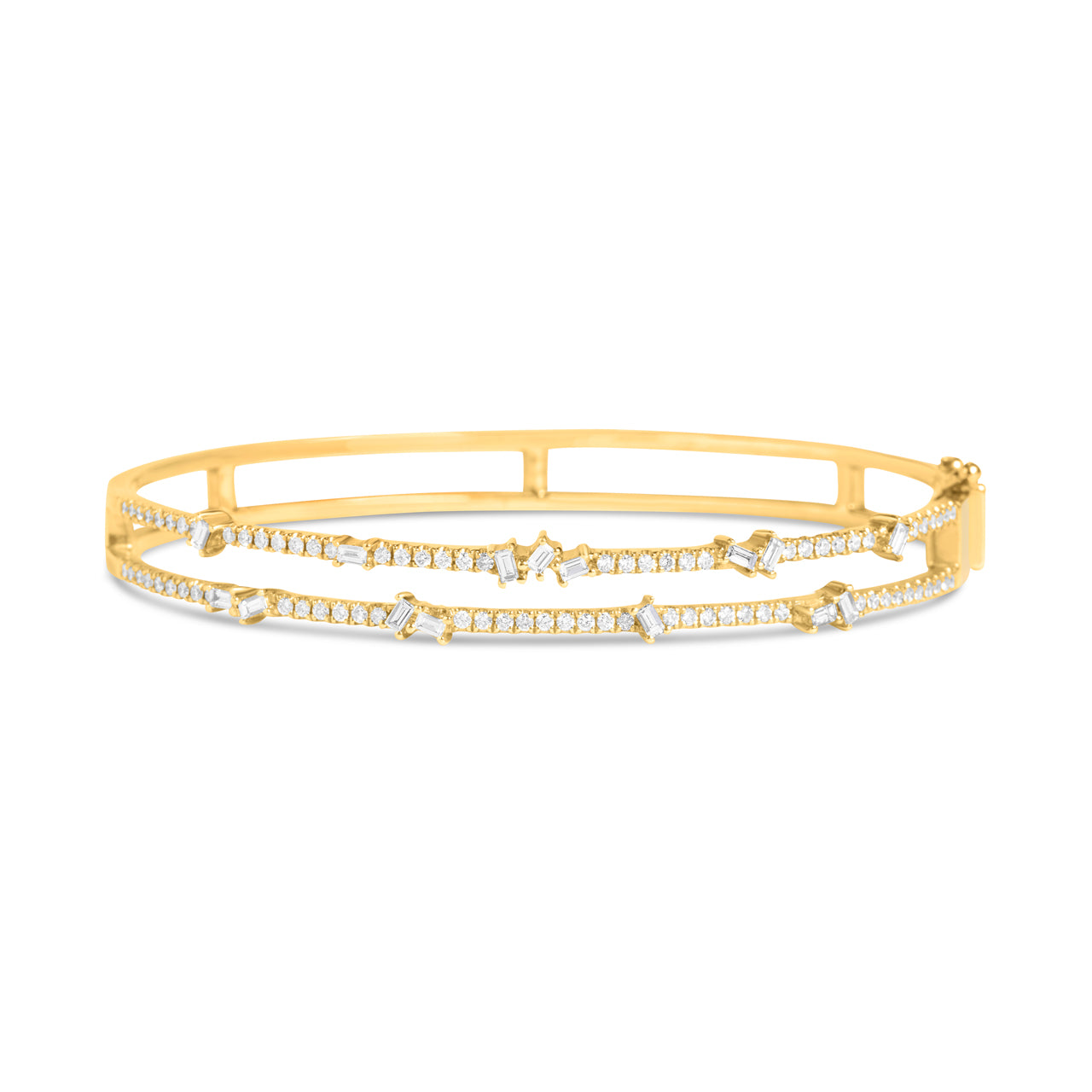 Diamond 2 Row Baguette Cluster Bangle
