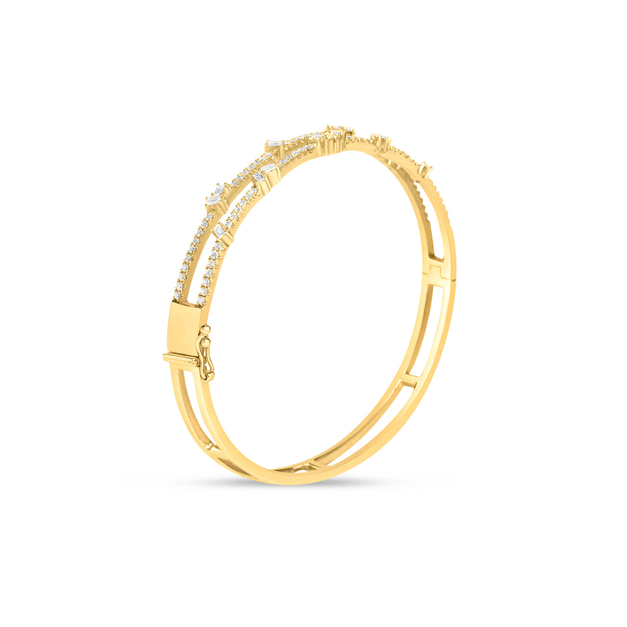 Diamond 2 Row Baguette Cluster Bangle