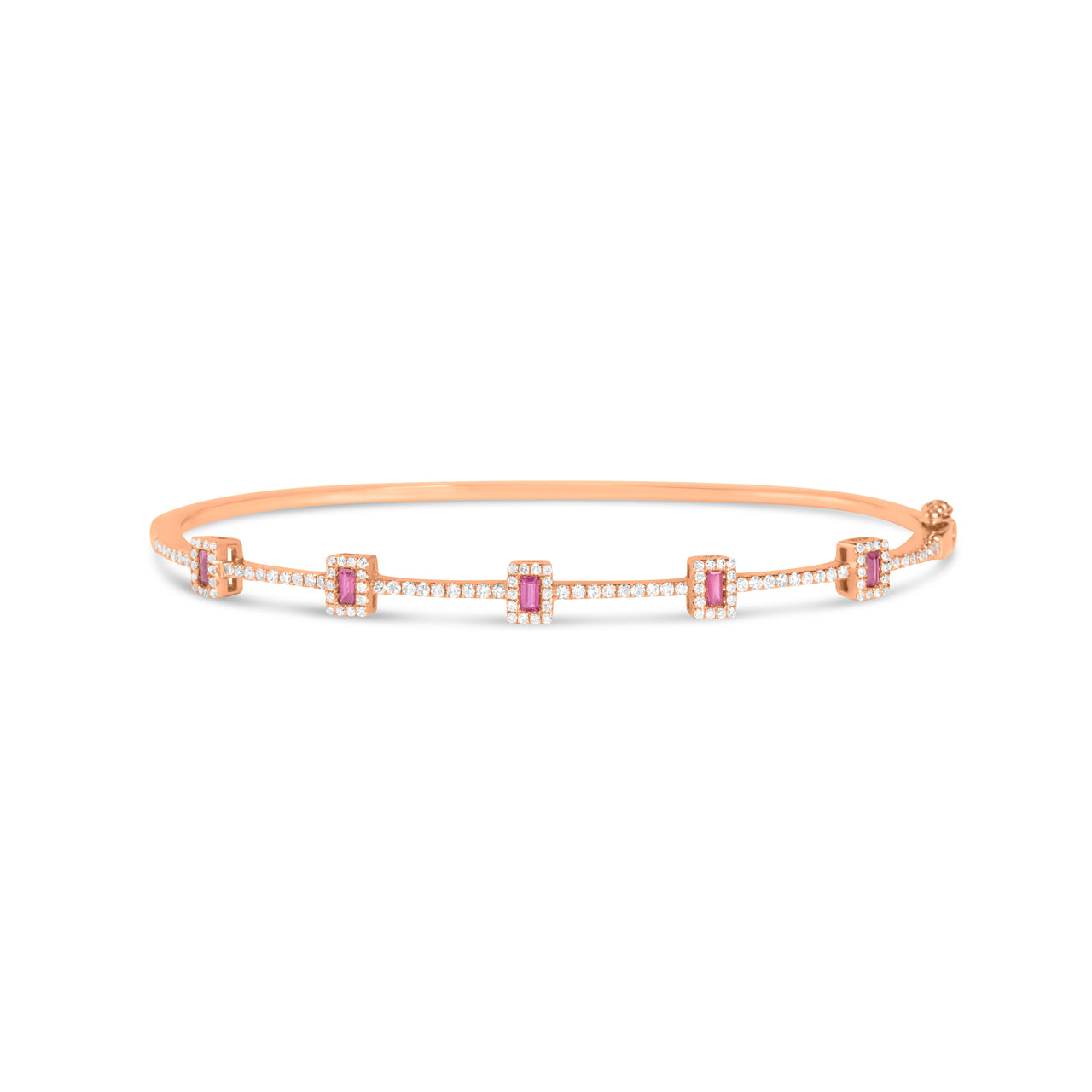 Ruby & Diamond Baguette Station Bangle
