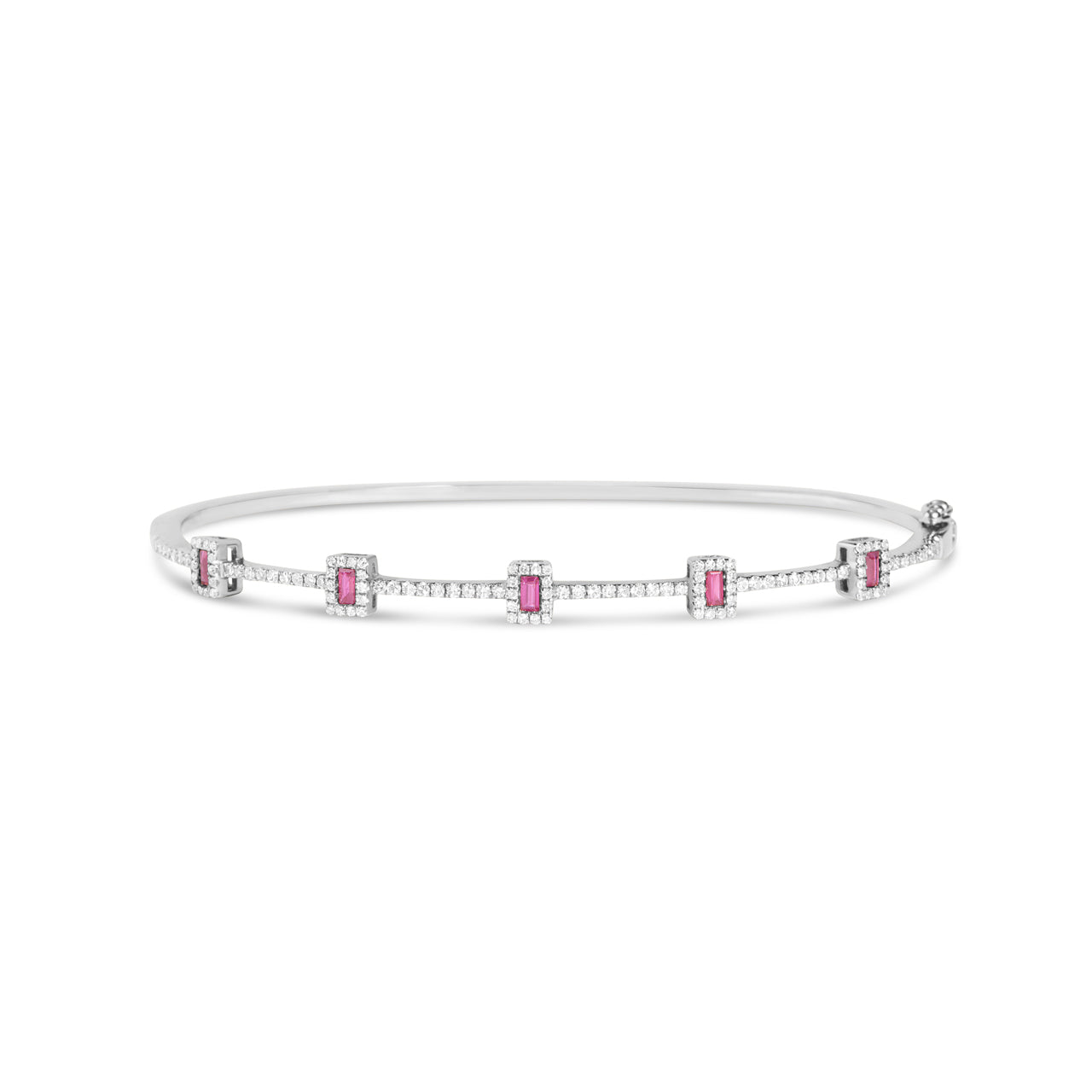 Ruby & Diamond Baguette Station Bangle