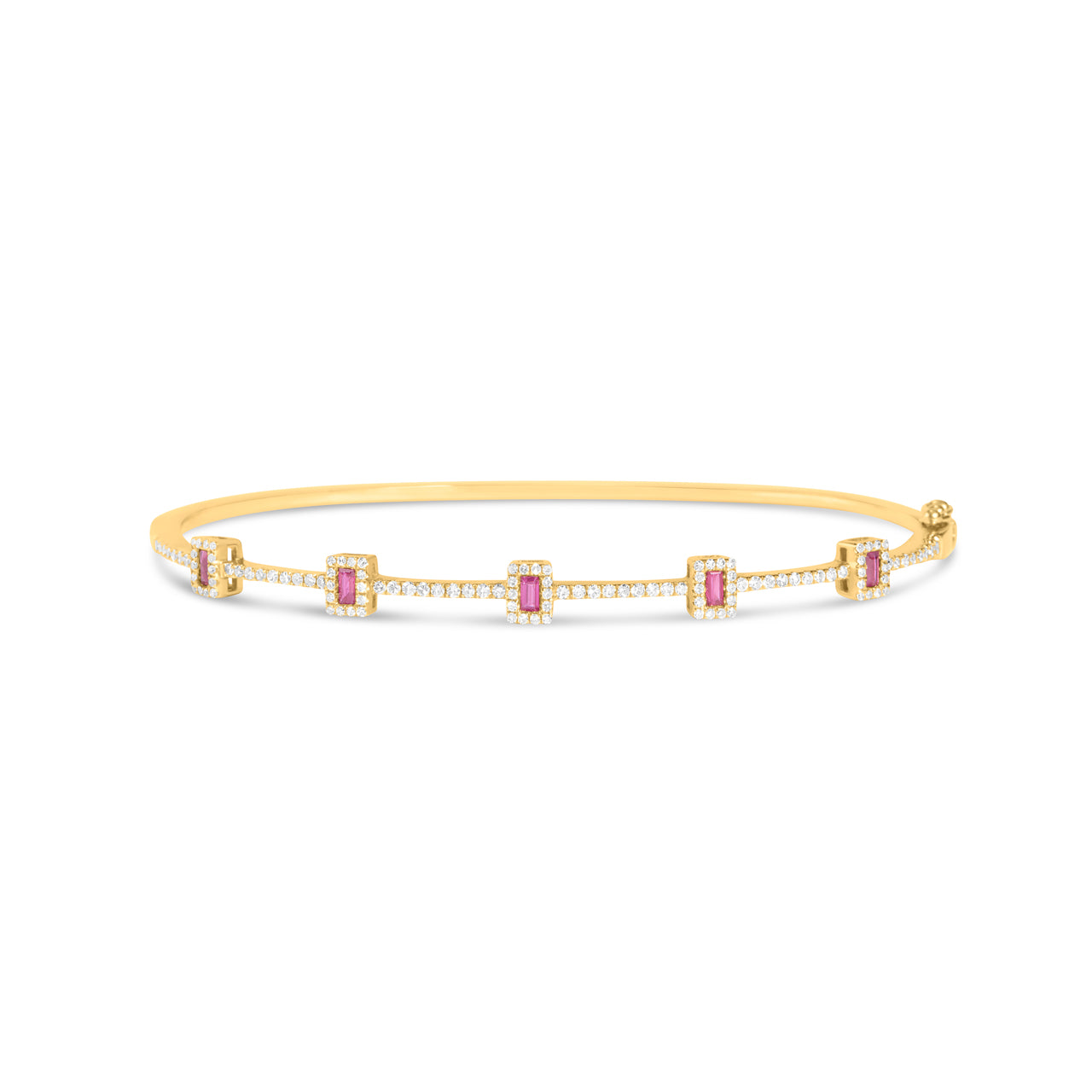 Ruby & Diamond Baguette Station Bangle