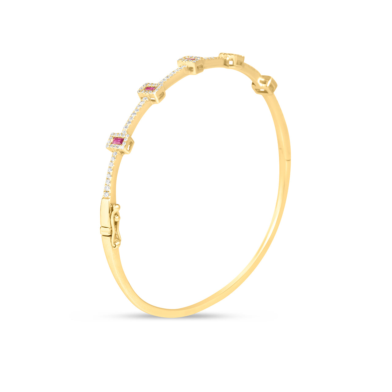 Ruby & Diamond Baguette Station Bangle