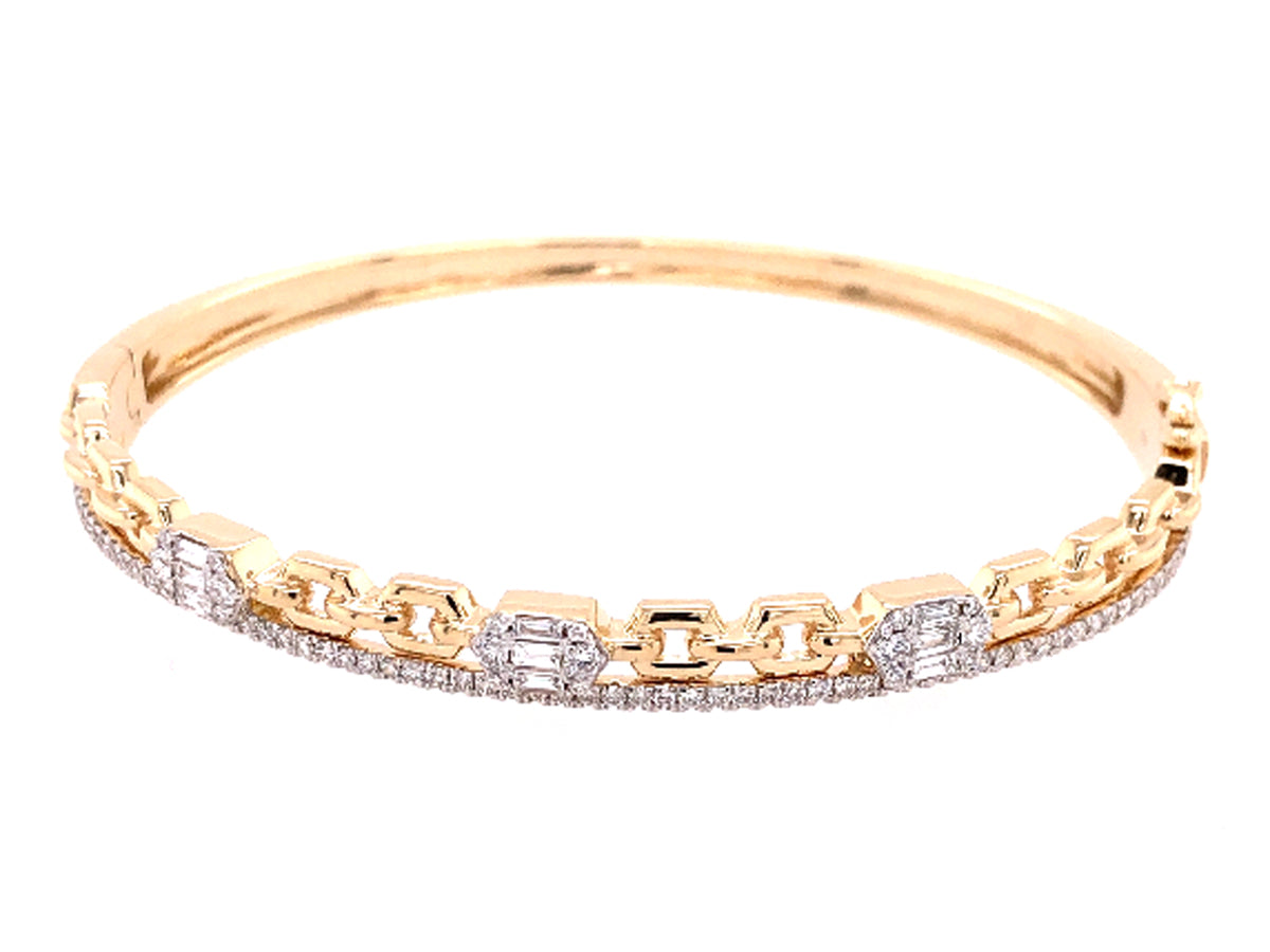 DIAMOND LINK BANGLE, 14KY (N)