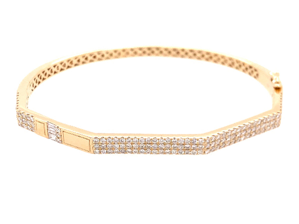 DIAMOND PANEL BANGLE, 14KY (N)