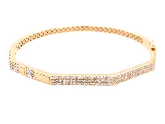 DIAMOND PANEL BANGLE, 14KY (N)
