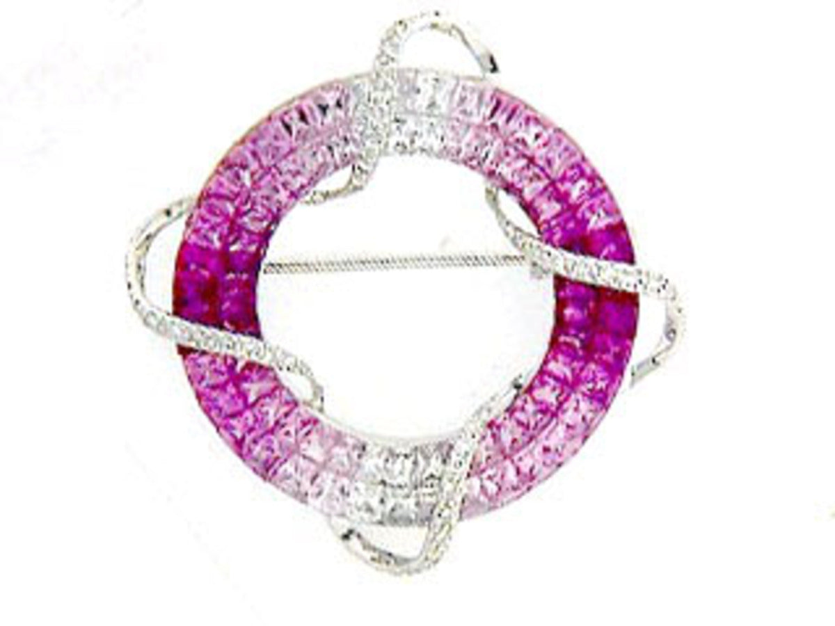 PINK SAPPHIRE & DIAMOND CIRCLE BROOCH