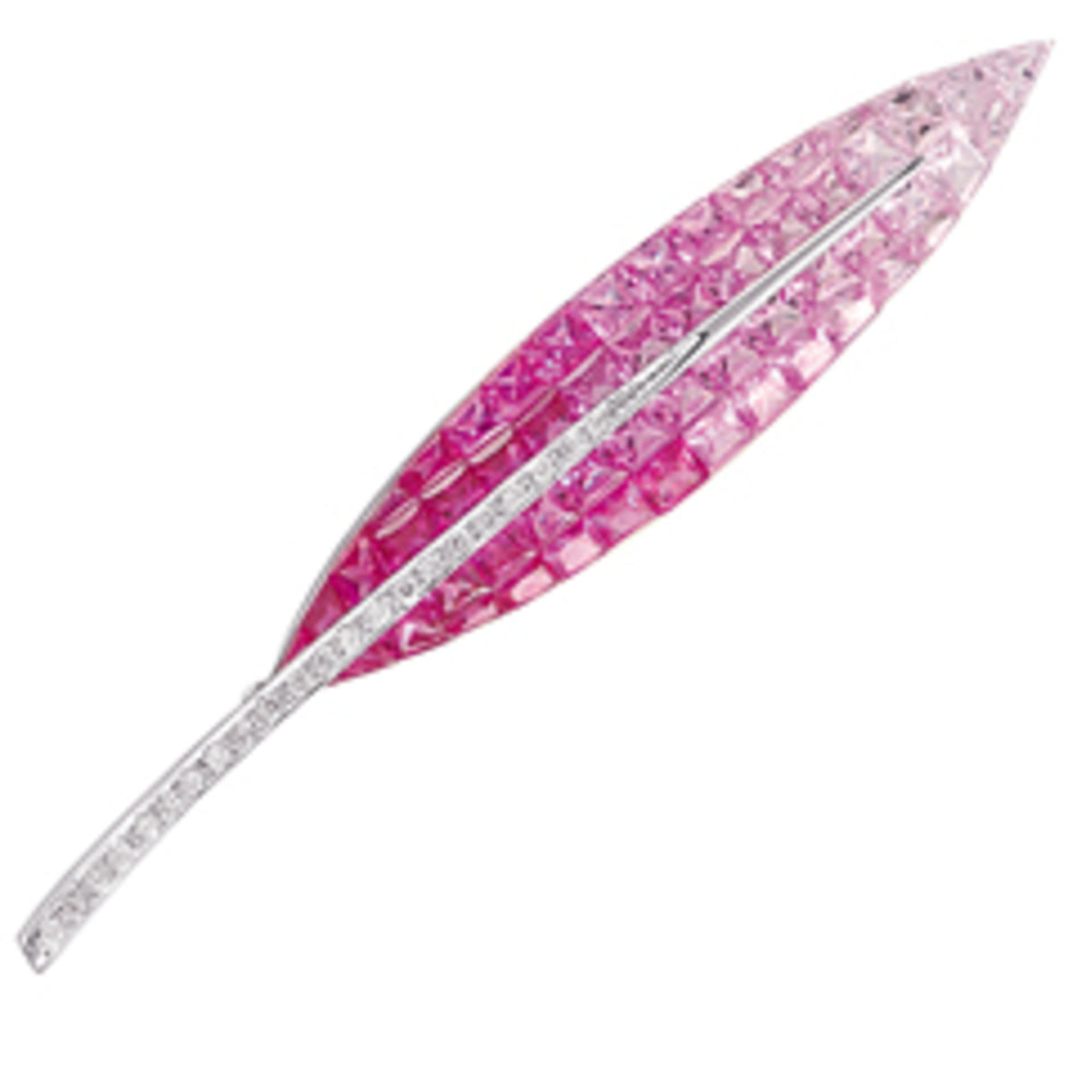 PINK SAPPHIRE & DIAMOND BROACH, 18KW (H), C=4.56