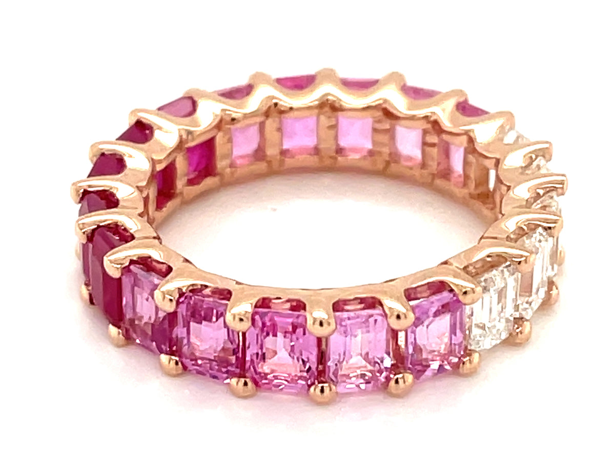 RUBY, PINK SAPPHIRE & DIAMOND ETERNITY RING