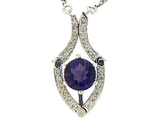 CHB AMETHYST & DIAMOND NECKLACE, 14KW (H), C=1.10