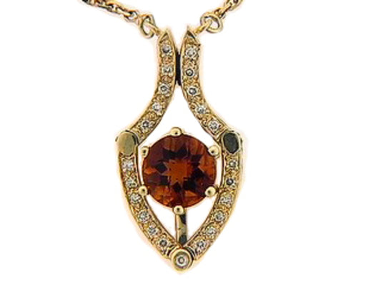 CHB CITRINE & DIAMOND NECKLACE, 14KY (H), C=1.10