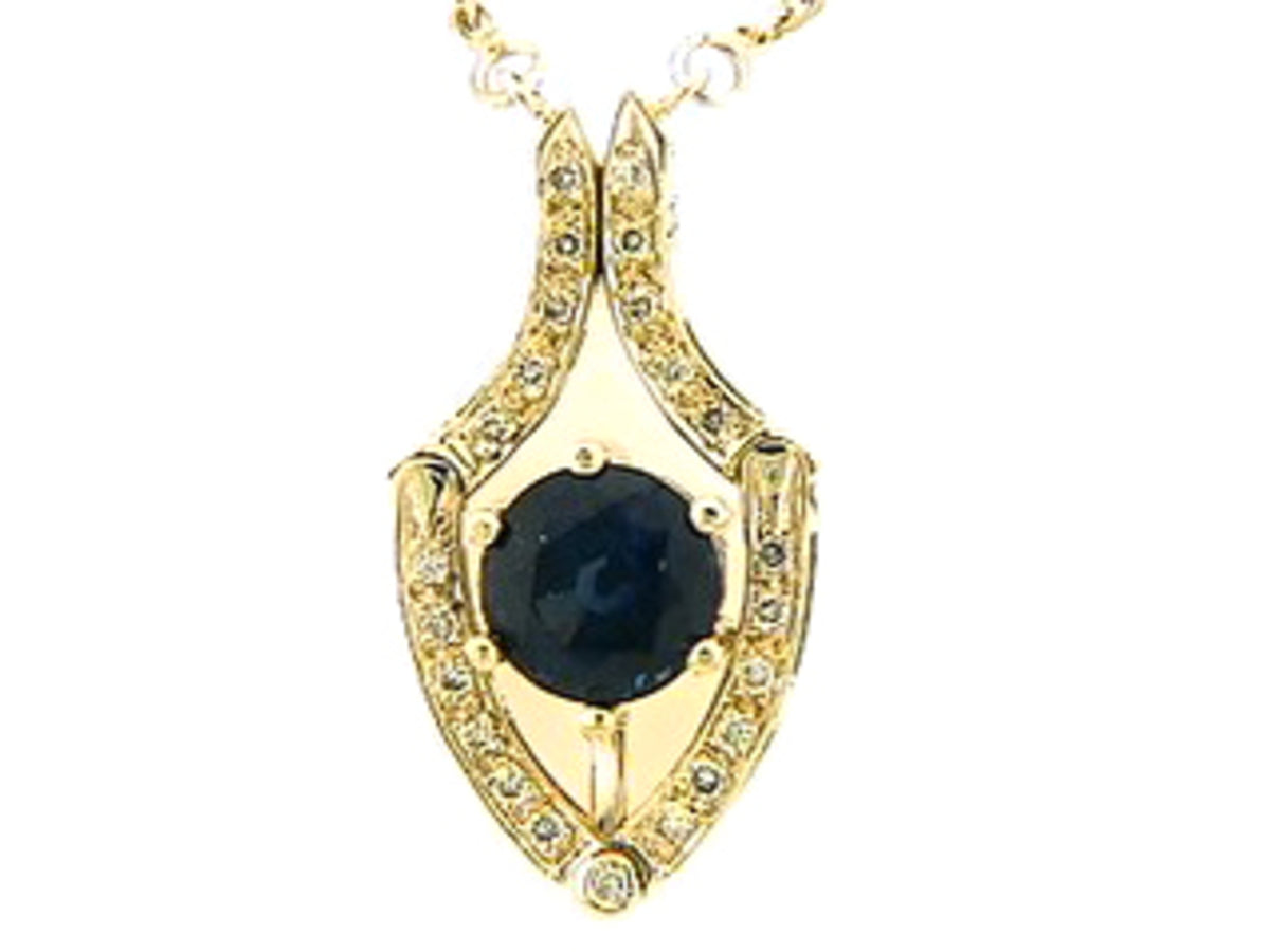 SAPPHIRE & DIAMOND PENDANT, 14KY (H), C=1.75