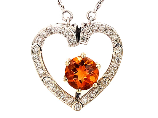 CHB CITRINE & DIAMOND HEART CONVERTIBLE NECKLACE