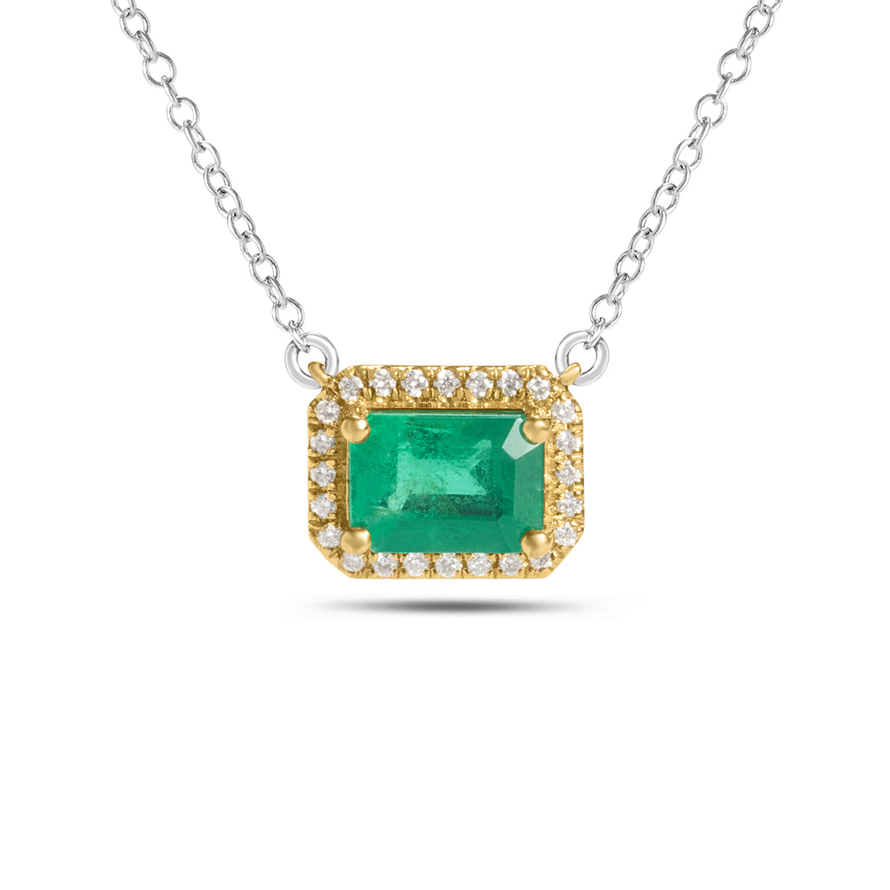 Emerald & Diamond East-West Necklace