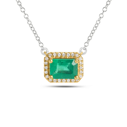 Emerald & Diamond East-West Necklace
