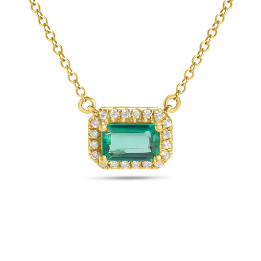 Emerald & Diamond East-West Essential Necklace