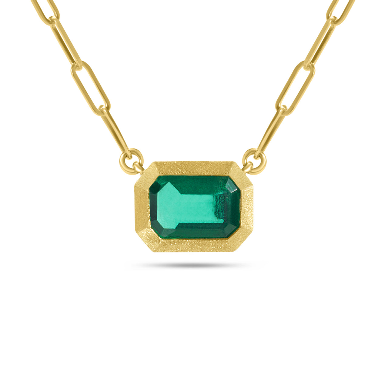 Emerald Bezel East-West Necklace