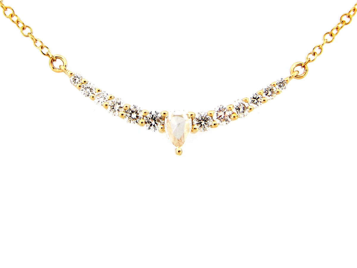 DIAMOND CURVED BAR PENDANT NECKLACE
