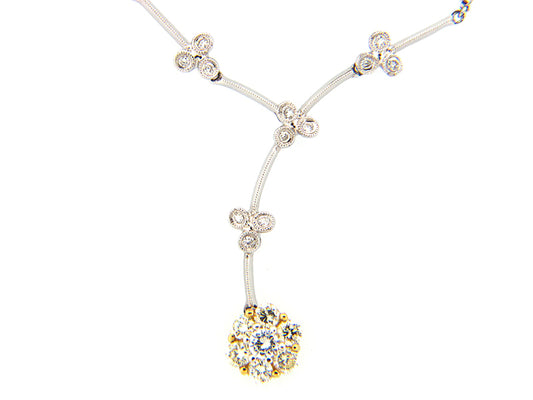 YELLOW DIAMOND & DIAMOND NECKLACE, 18KT (N)