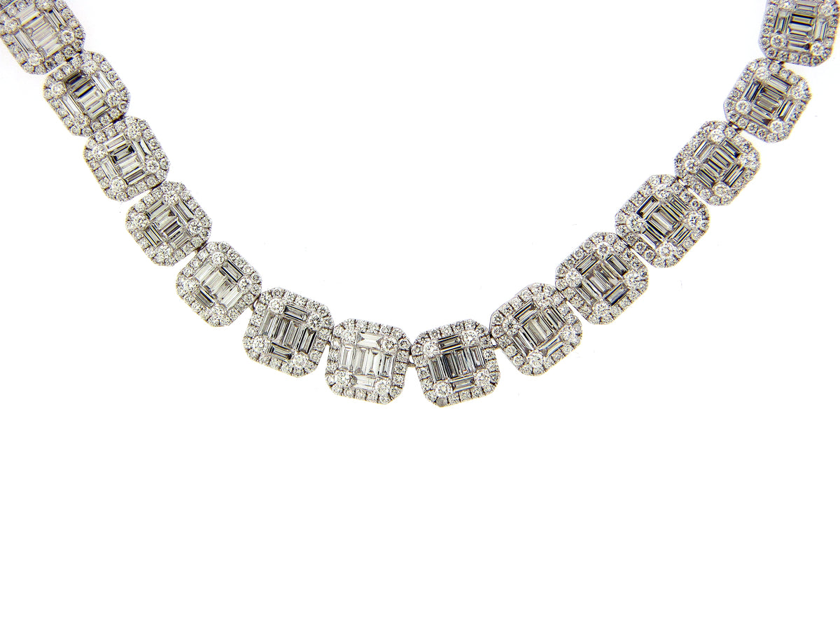 DIAMOND NECKLACE, 17", 18KW (N)