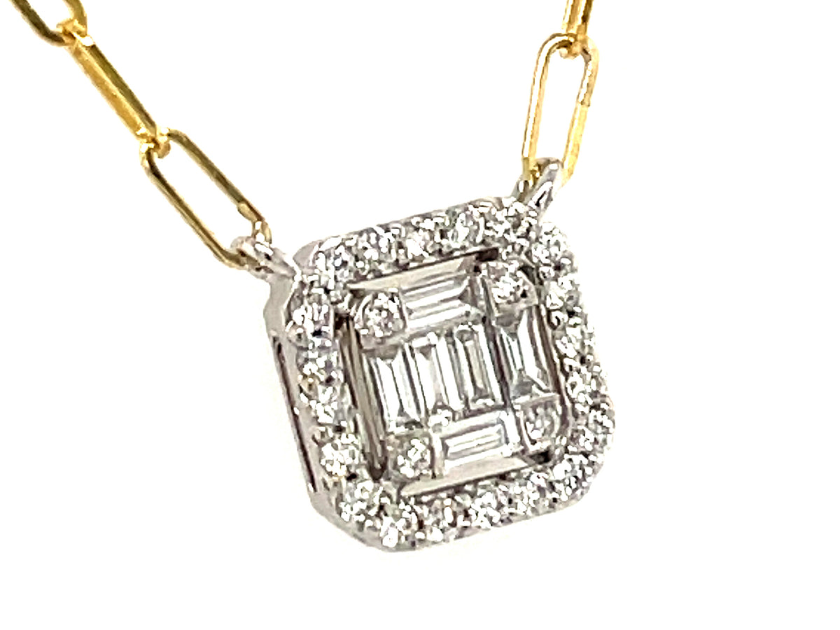 DIAMOND BAGUETTE CLUSTER NECKLACE