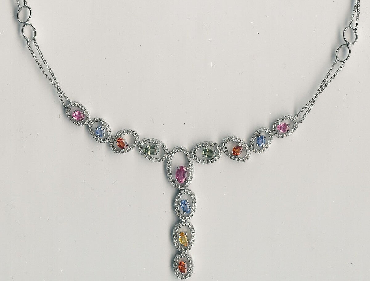 RAINBOW SAPPHIRE  & DIAMOND NECKLACE