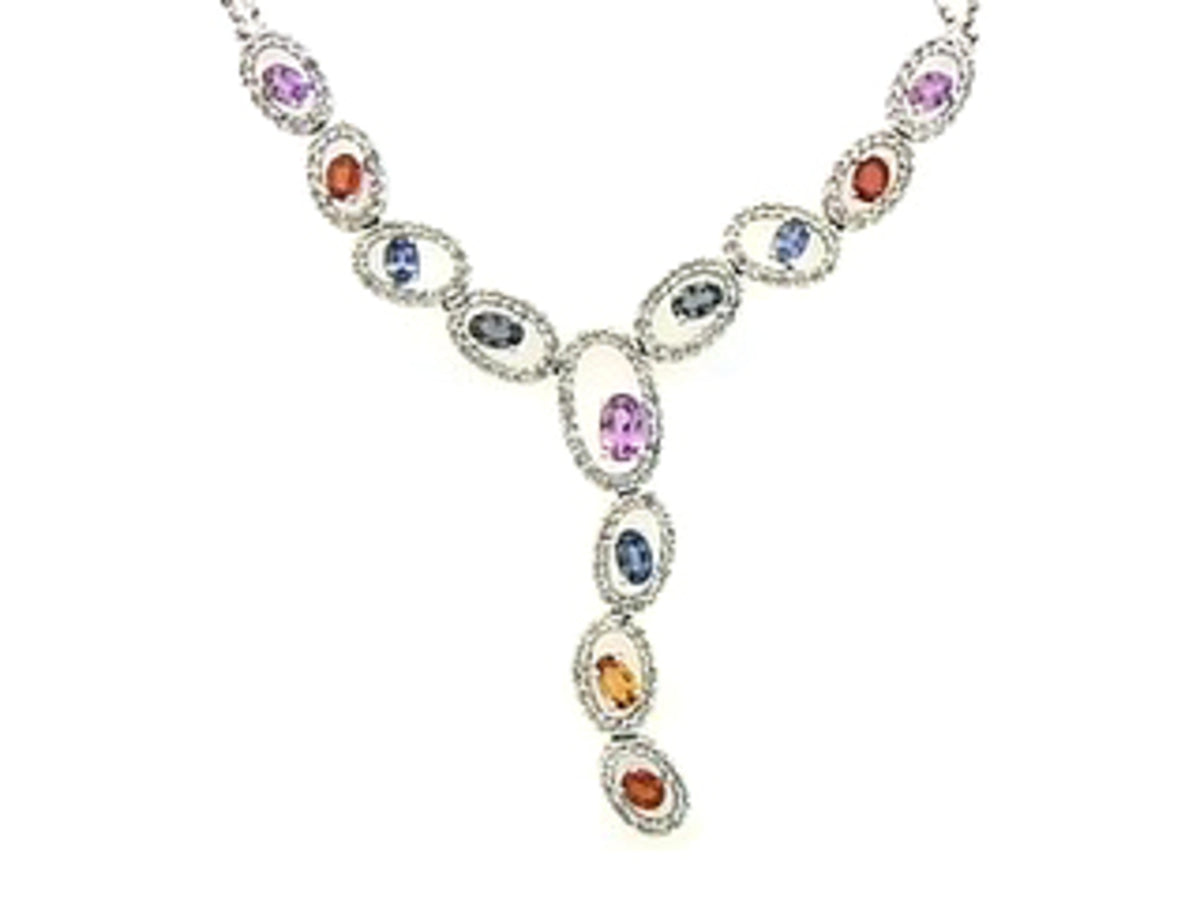 RAINBOW SAPPHIRE  & DIAMOND NECKLACE