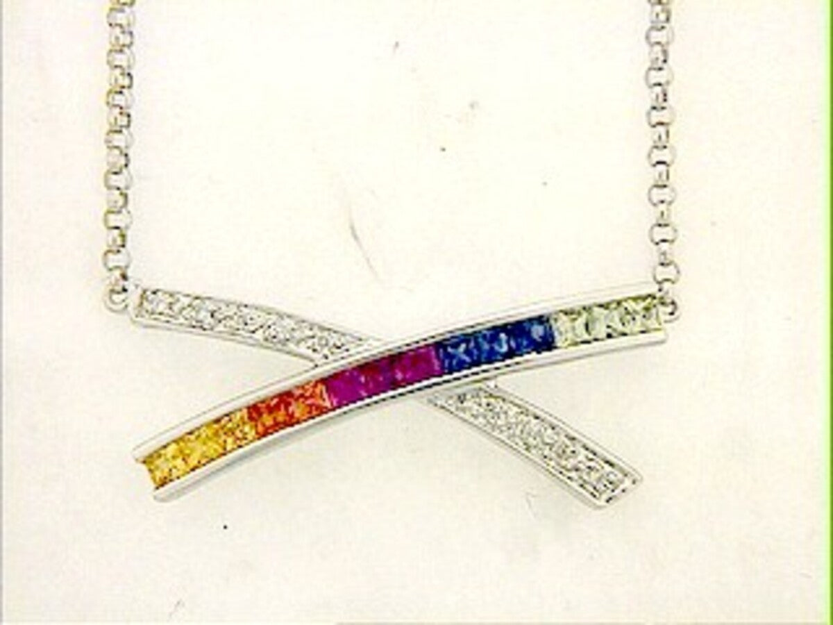 RAINBOW SAPPHIRE & DIAMOND NECKLACE