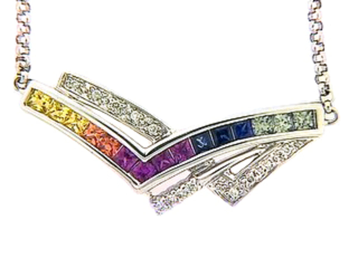 RAINBOW SAPPHIRE & DIAMOND NECKLACE
