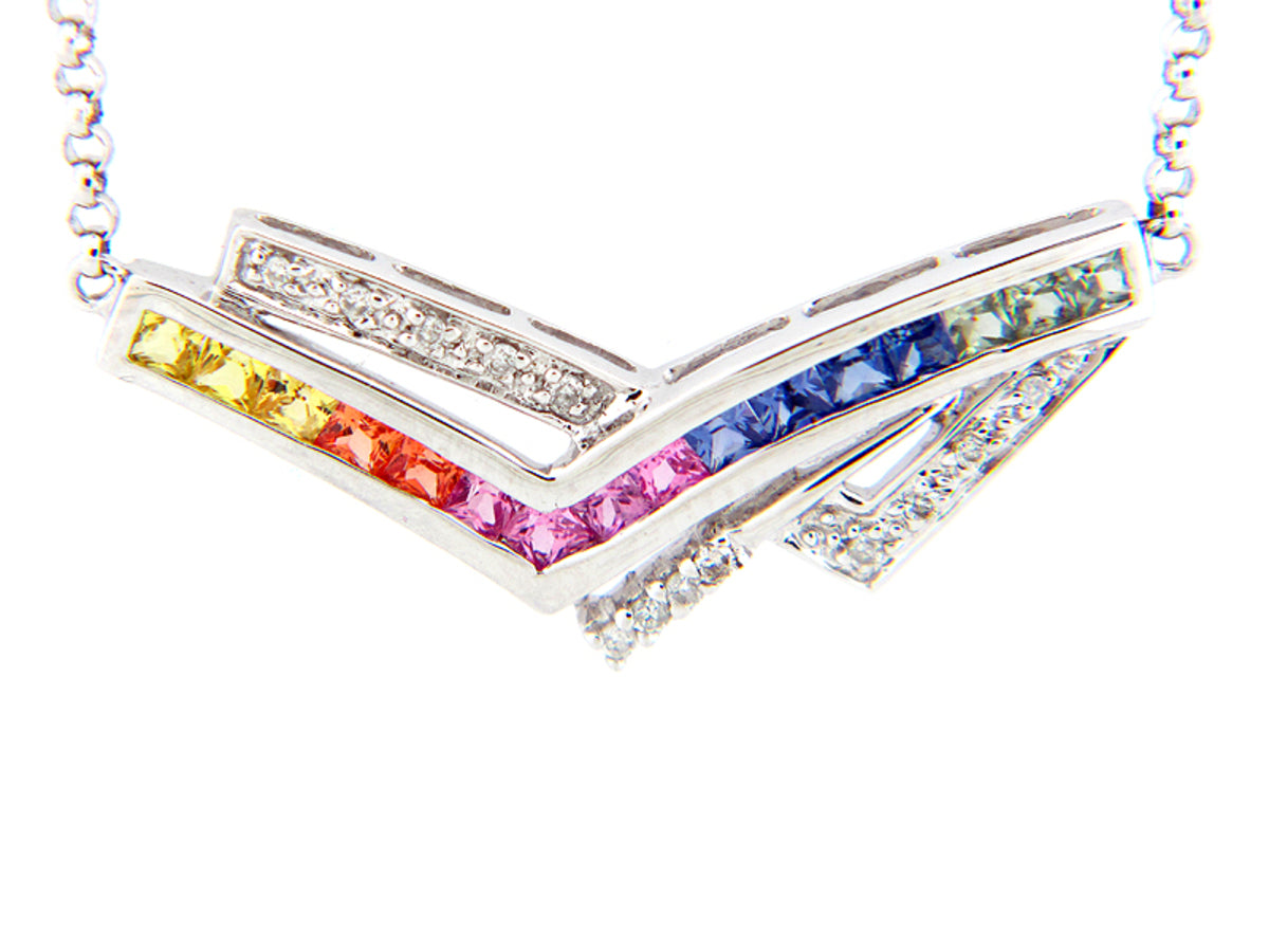 RAINBOW SAPPHIRE & DIAMOND NECKLACE