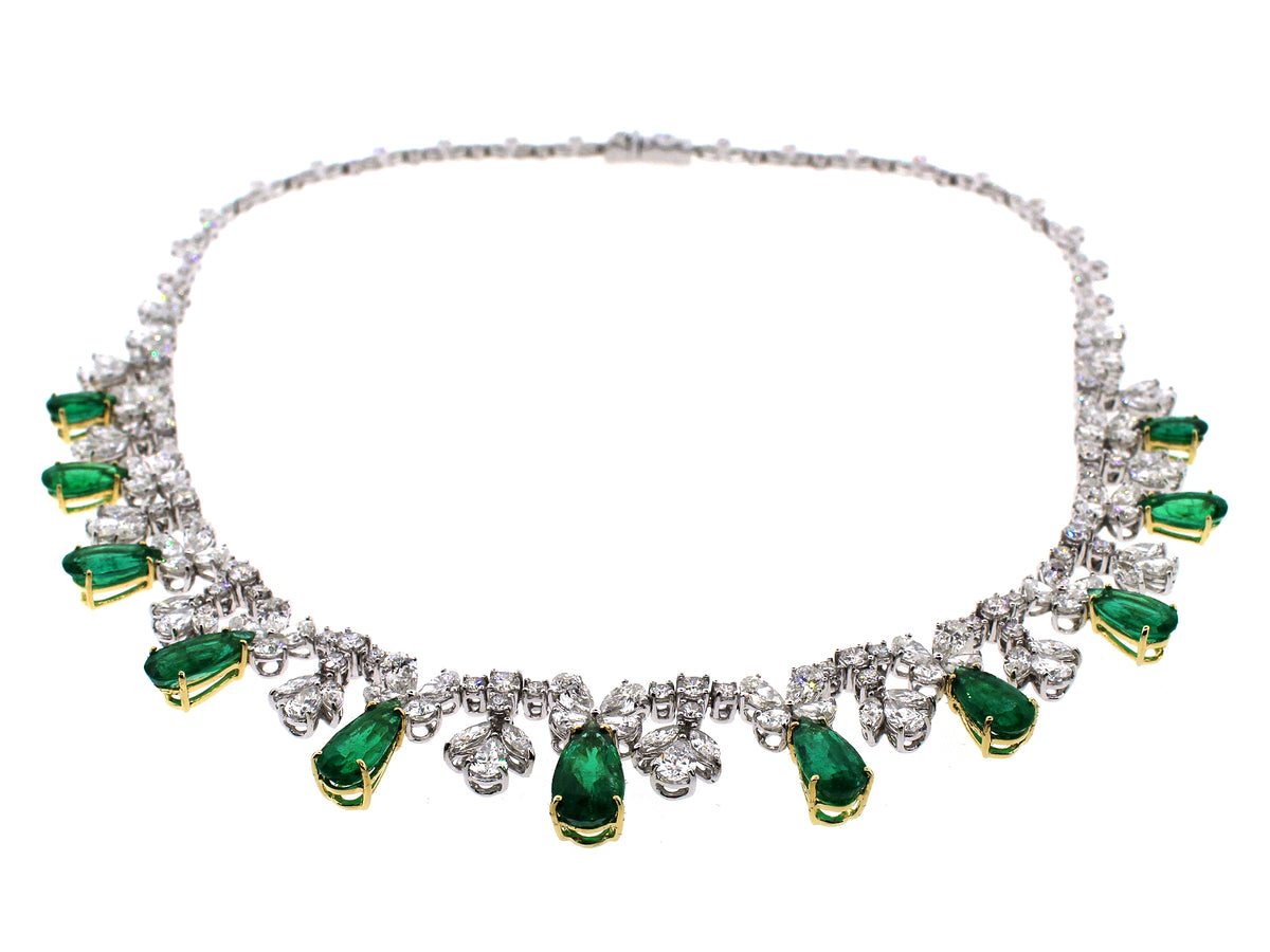 EMERALD & DIAMOND 15.5" PRINCESS NECKLACE, 18KT (O)