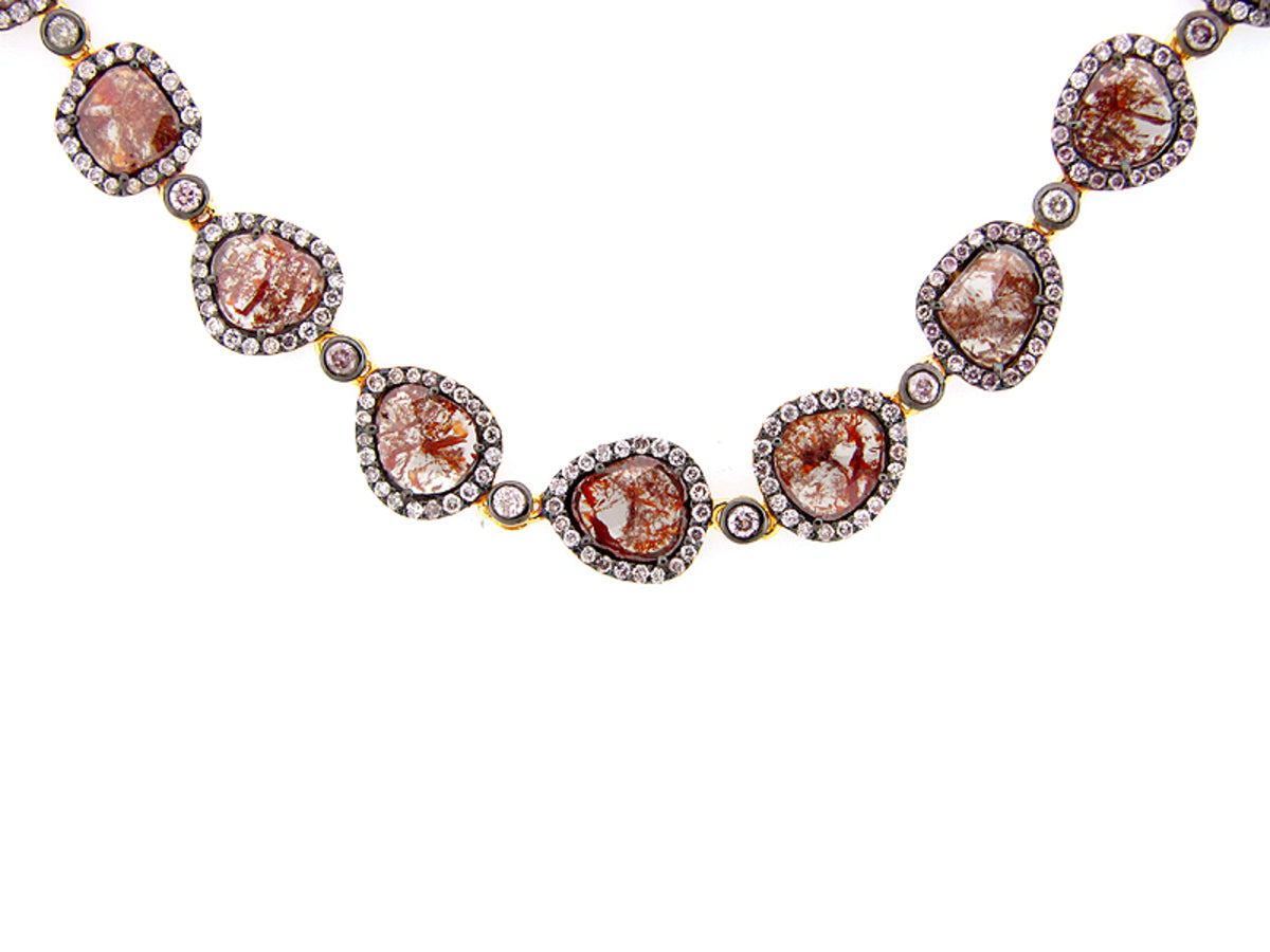 ROSE CUT SLICE FANCY COLOR DIAMOND NECKLACE, 18KY (N)