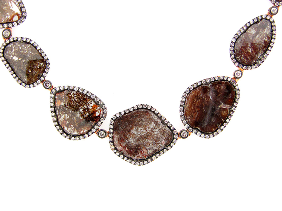 ROSE CUT SLICE FANCY COLOR DIAMOND NECKLACE, 18KR (N)