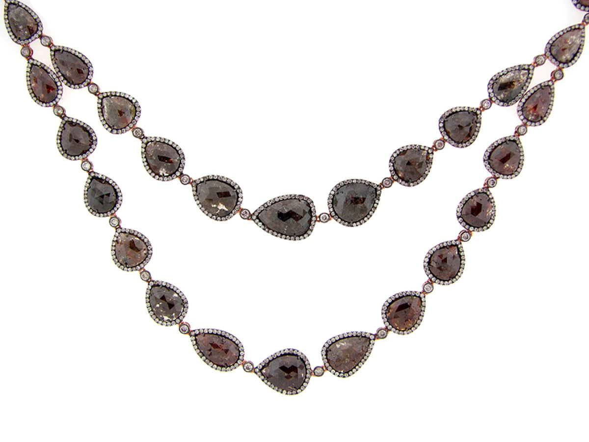 ROSE ROUGH CUT BROWN DIAMOND NECKLACE, 18KR (N)