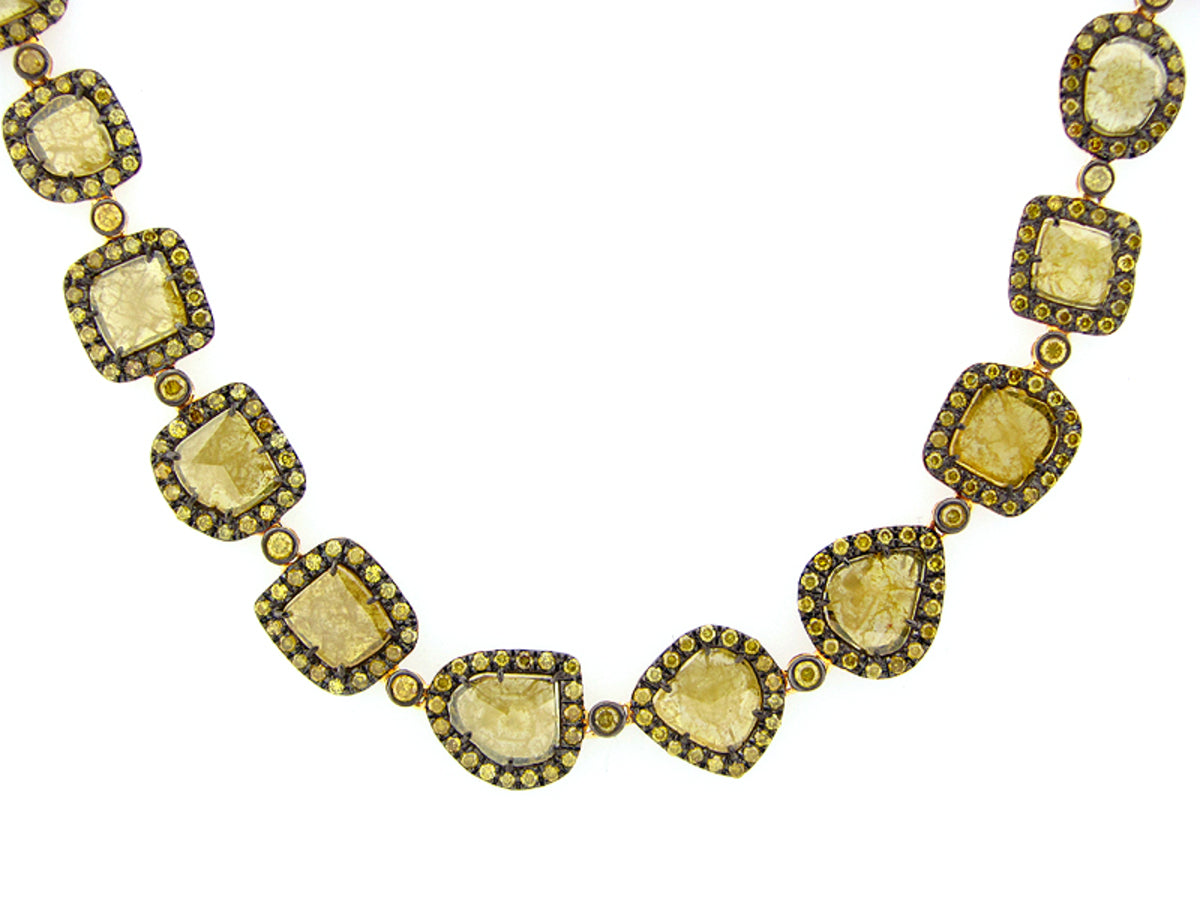 ROSE CUT SLICE YELLOW DIAMOND NECKLACE, 18KY (N)