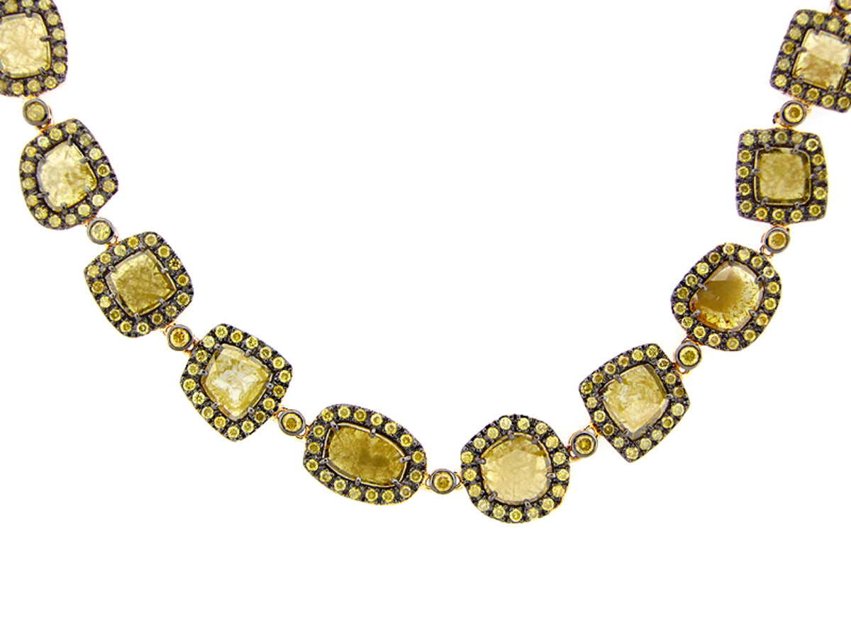 ROSE CUT SLCE YELLOW DIAMOND NECKLACE, 18KY (N)