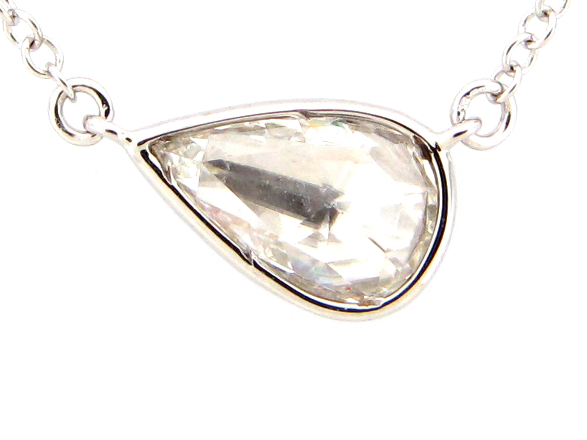 ROSE CUT PEAR DIAMOND PENDANT NECKLACE, 18"/17"/16", 14KW (N)