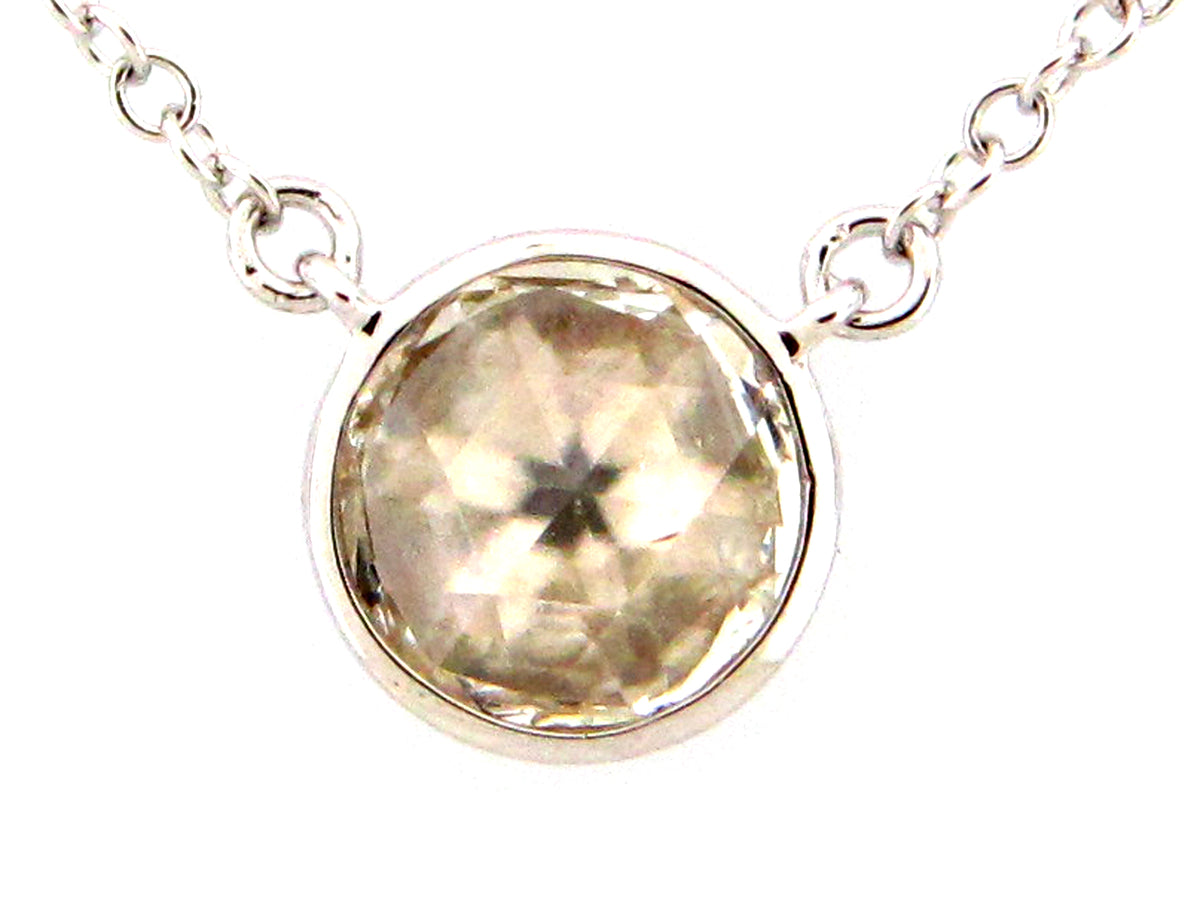 ROSE CUT DIAMOND PENDANT NECKLACE, 18"/17"/16", 14KW (N)
