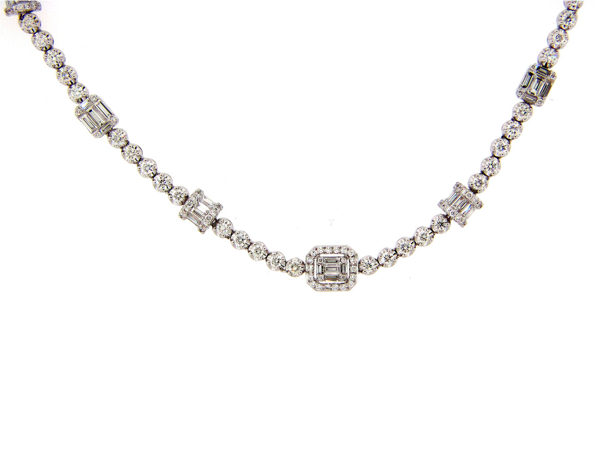 DIAMOND NECKLACE/BRACELET COMBINATION, 34" 18KW (N)