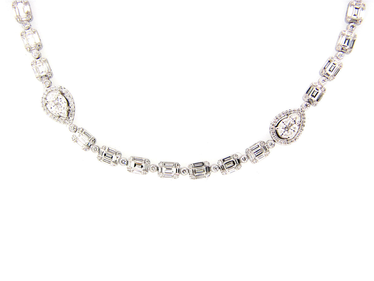 DIAMOND NECKLACE/BRACELET COMBINATION, 34 ", 18KW (N)