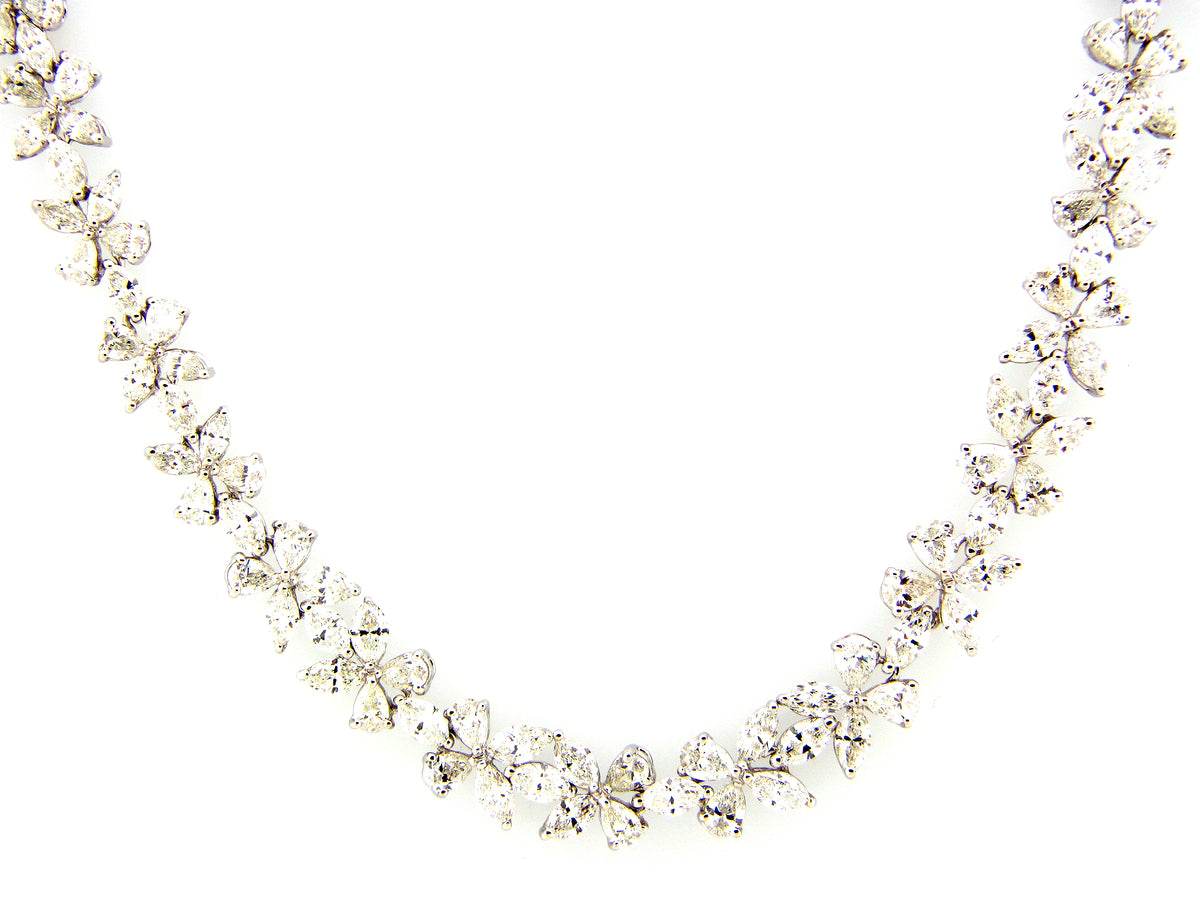 DIAMOND FLORETTE CHOKER NECKLACE,16 ", 18KW (N)