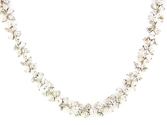 DIAMOND FLORETTE CHOKER NECKLACE,16 ", 18KW (N)
