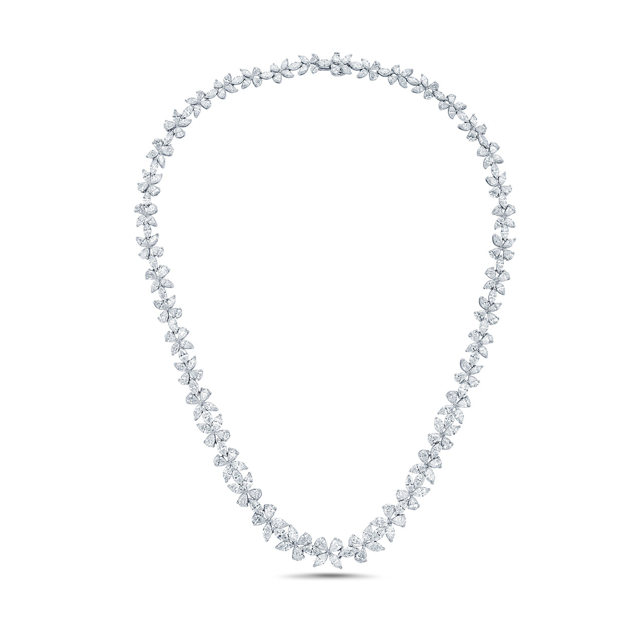 Diamond Marquise & Pear Floral Necklace