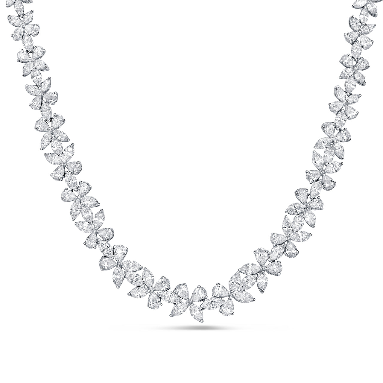 Diamond Marquise & Pear Floral Necklace