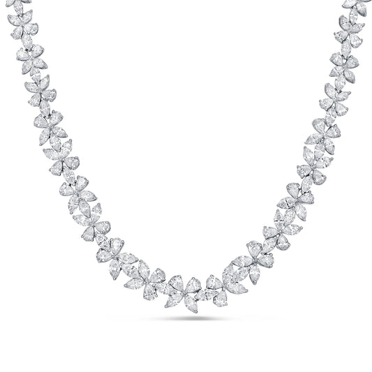 Diamond Marquise & Pear Floral Necklace